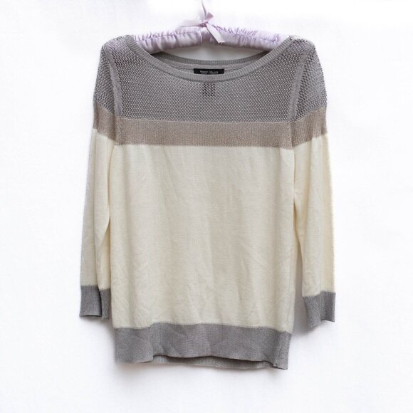 White House Black Market Sweater S Multi-Fiber Metallic Lurex Mesh Festive New - Picture 1 of 9